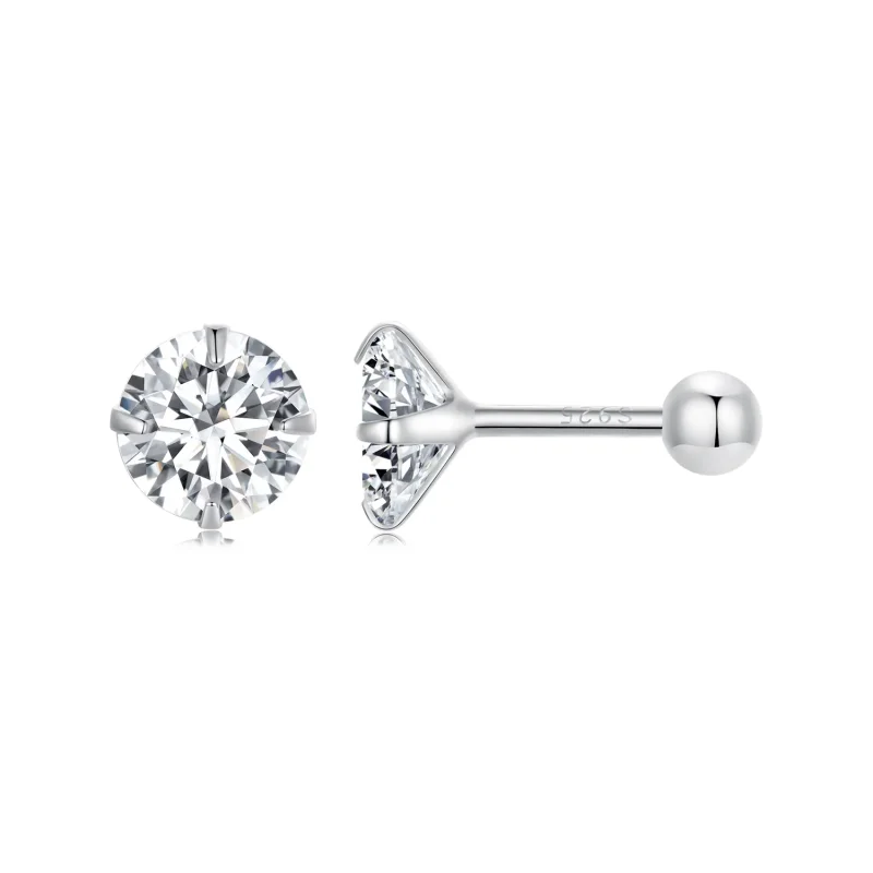 (image for) Pandora Style White Zirconium Studs Earrings - SCE1646-M - Product Image
