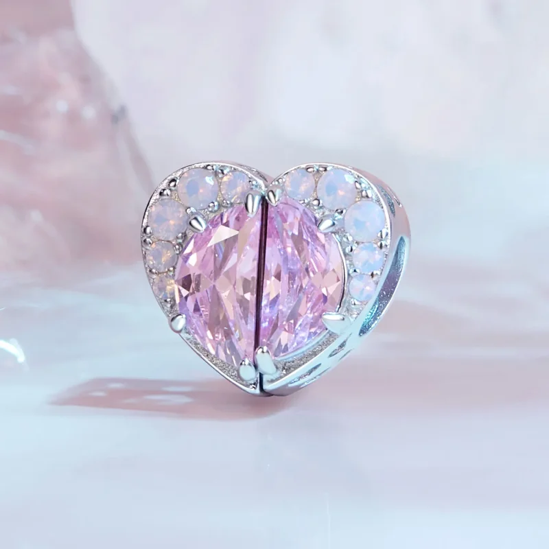 (image for) Pink Sisters Heart Charm in Pandora Style - SCC2641 - View 2