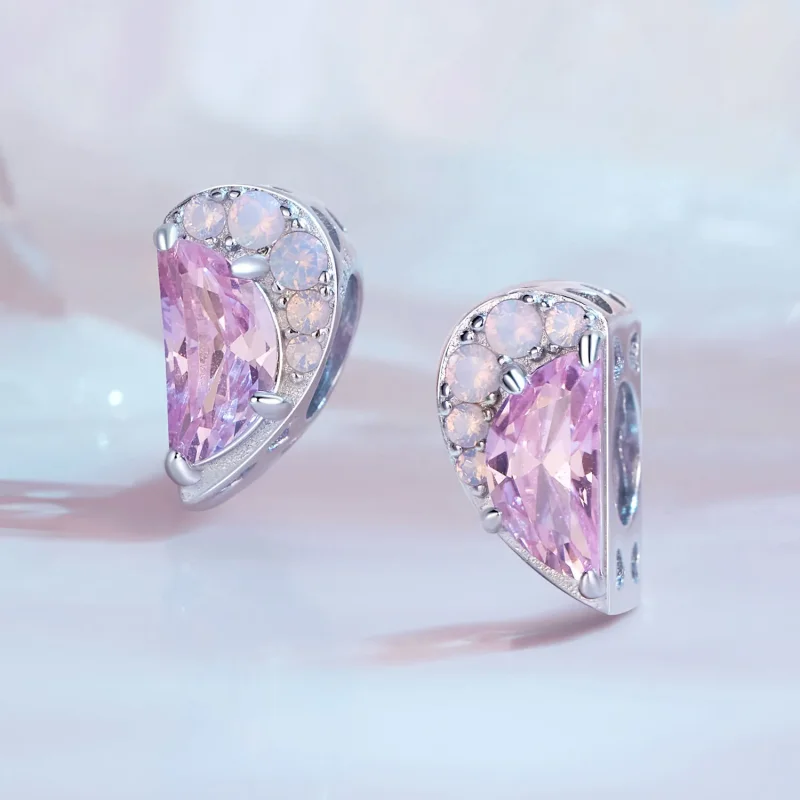 (image for) Pink Sisters Heart Charm in Pandora Style - SCC2641 - View 5