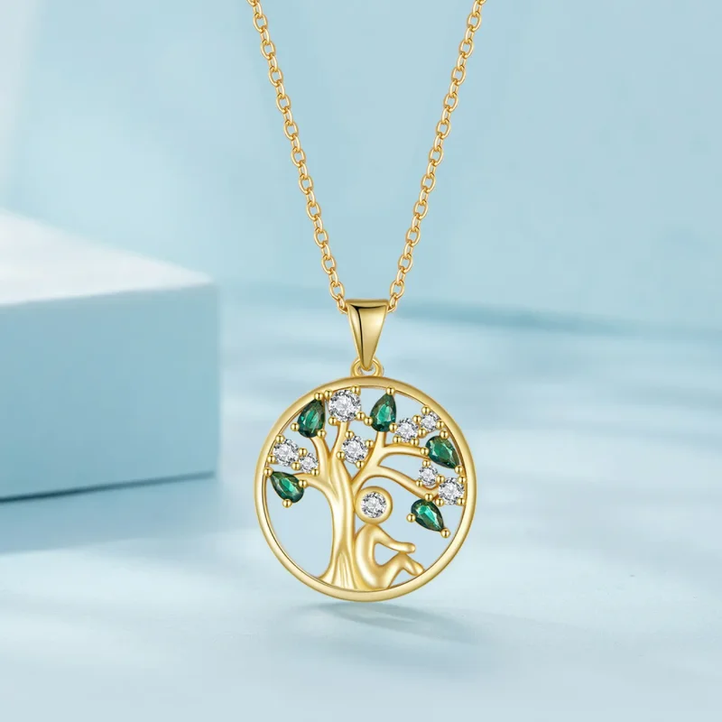 (image for) stunning Golden Life Tree Necklace - SCN094-B in Pandora style - View 2