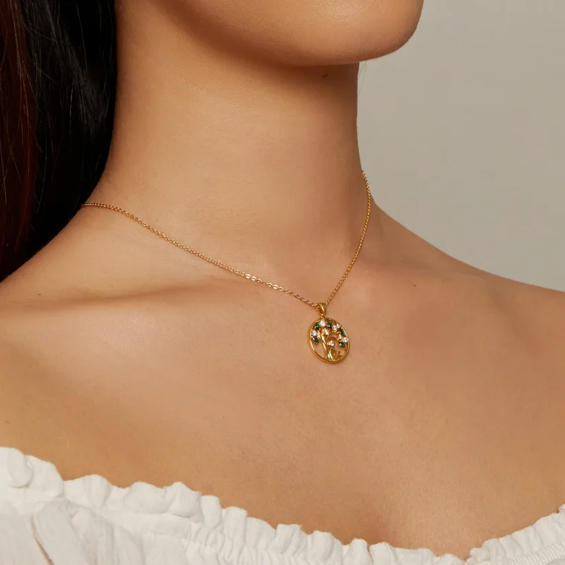 (image for) stunning Golden Life Tree Necklace - SCN094-B in Pandora style - View 5