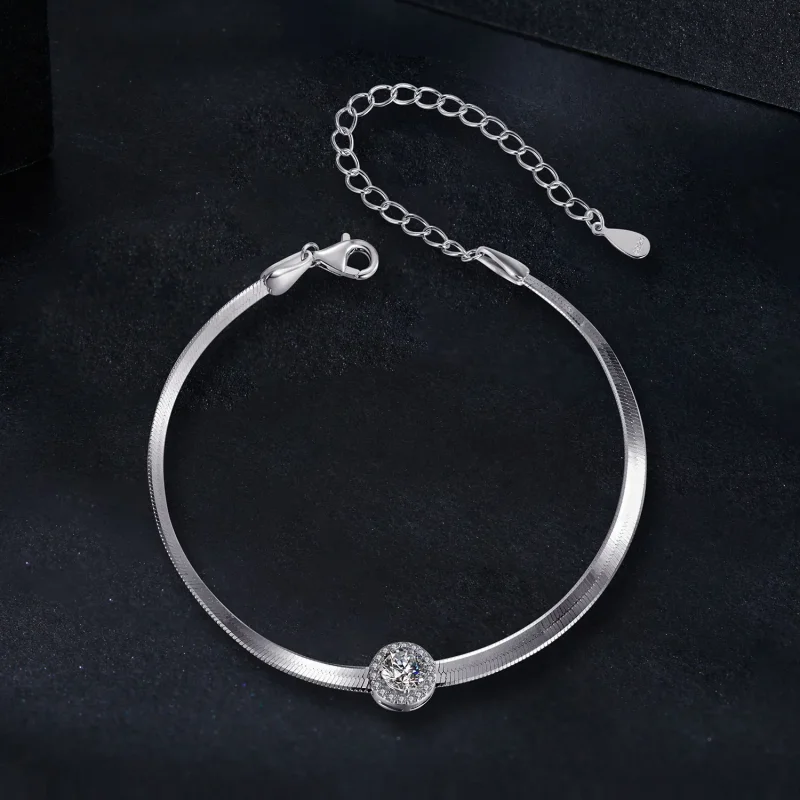 (image for) PANDORA Style 0.5Ct Moissanite Snake Bone Bracelet (One Certificate) - MSB011 - View 3