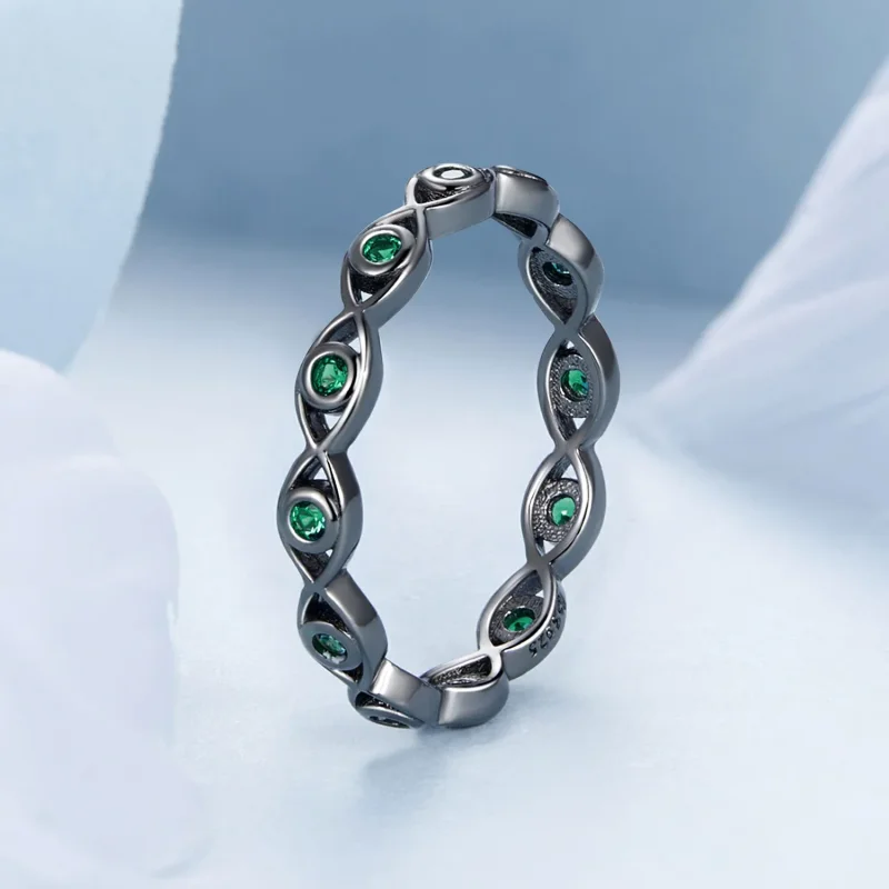 (image for) PANDORA Style Black Gold Plated Devil's Eye Ring - BSR212-D - View 2