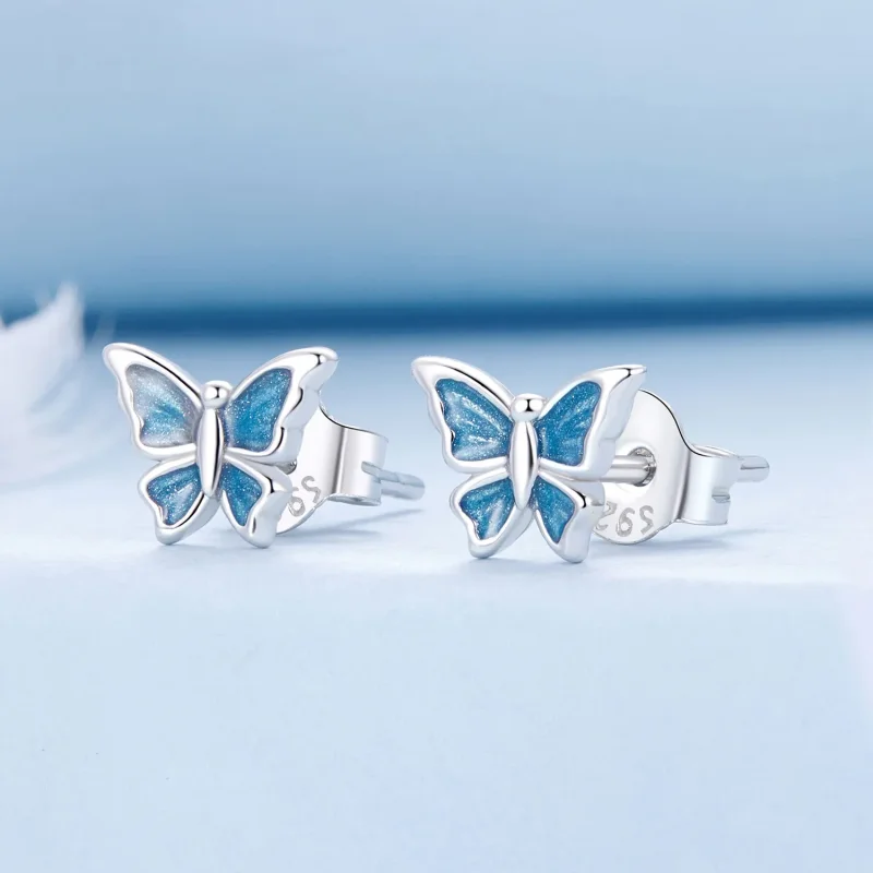 (image for) PANDORA Style Blue Butterfly Earrings - BSE957 - View 2