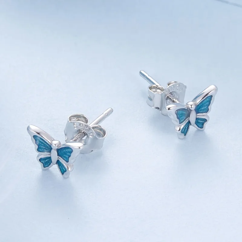 (image for) PANDORA Style Blue Butterfly Earrings - BSE957 - View 3