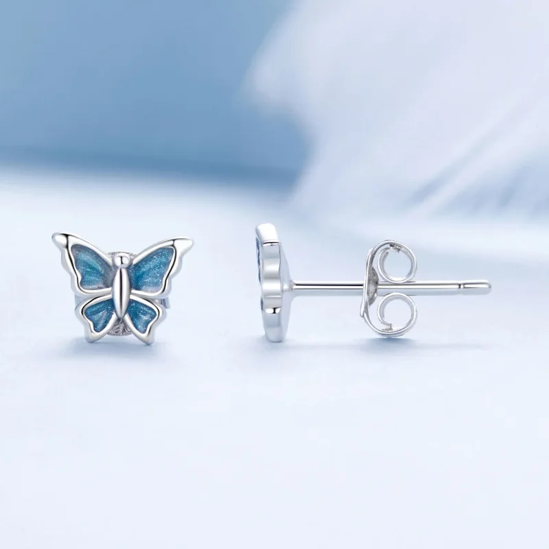 (image for) PANDORA Style Blue Butterfly Earrings - BSE957 - View 4