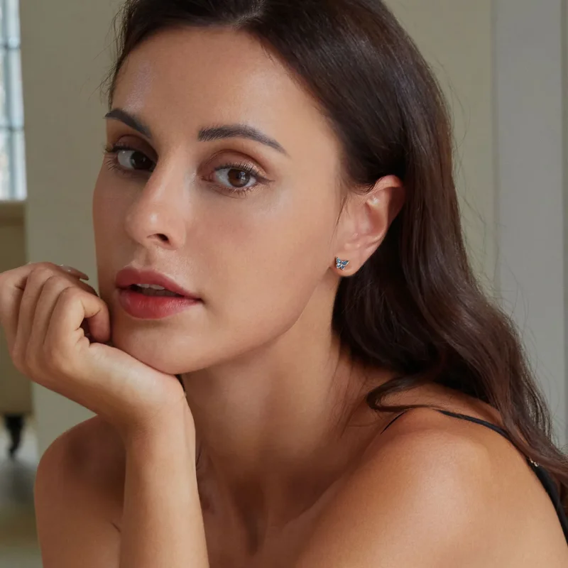 (image for) PANDORA Style Blue Butterfly Earrings - BSE957 - View 6