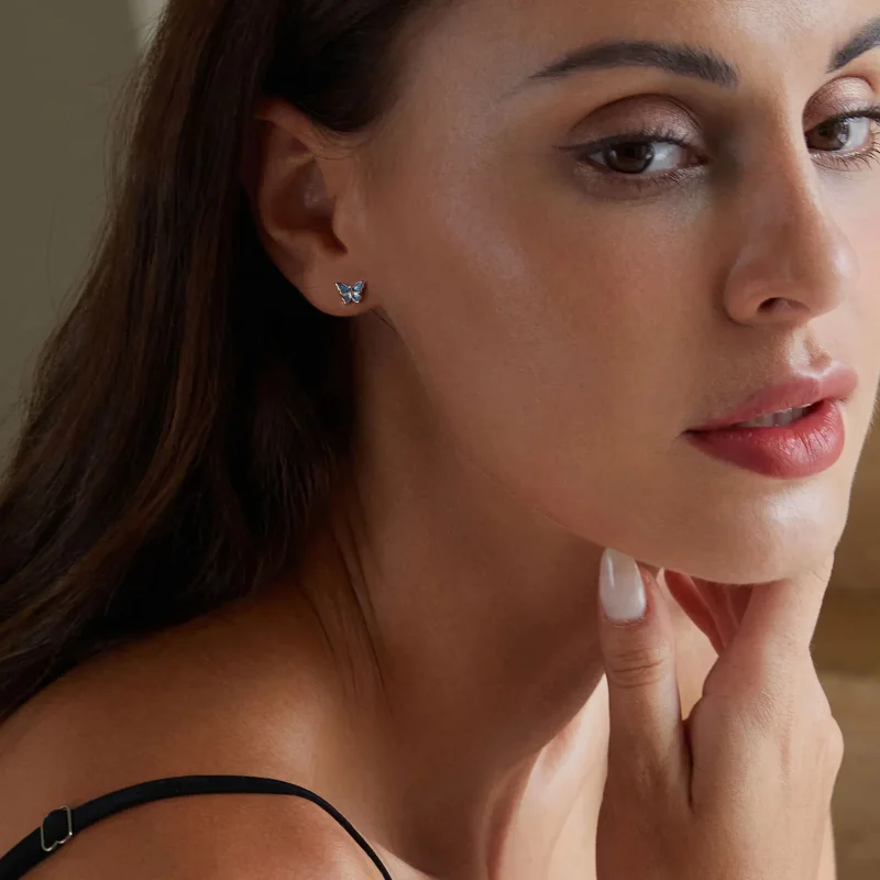 (image for) PANDORA Style Blue Butterfly Earrings - BSE957 - View 7