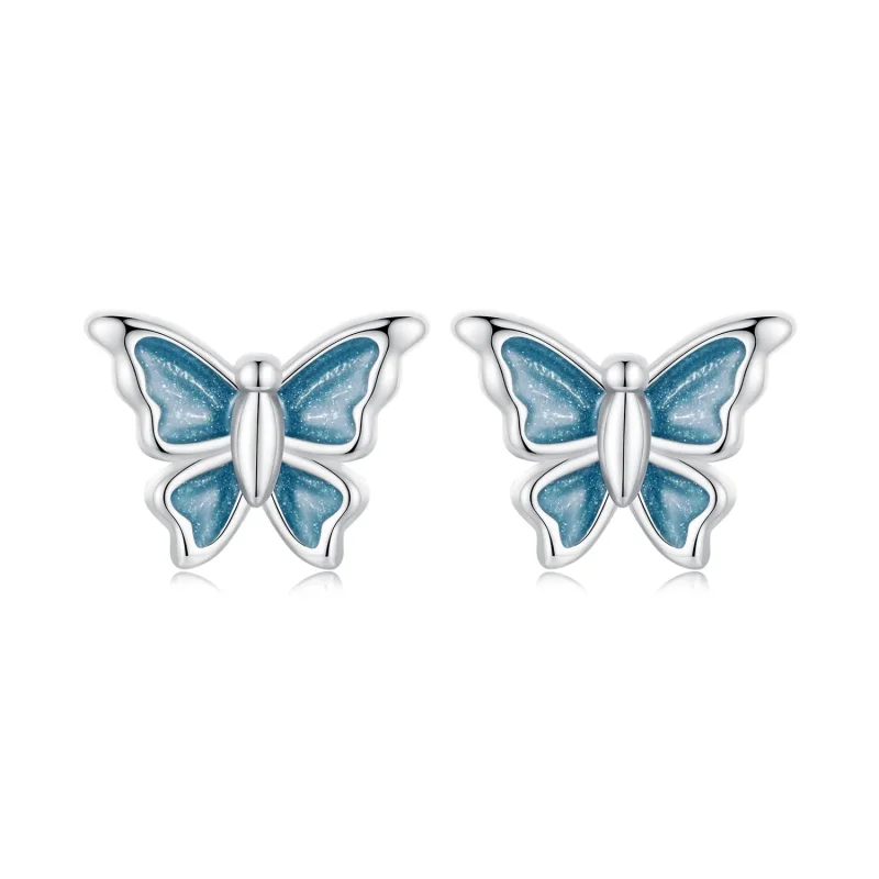 (image for) PANDORA Style Blue Butterfly Earrings - BSE957 - Product Image