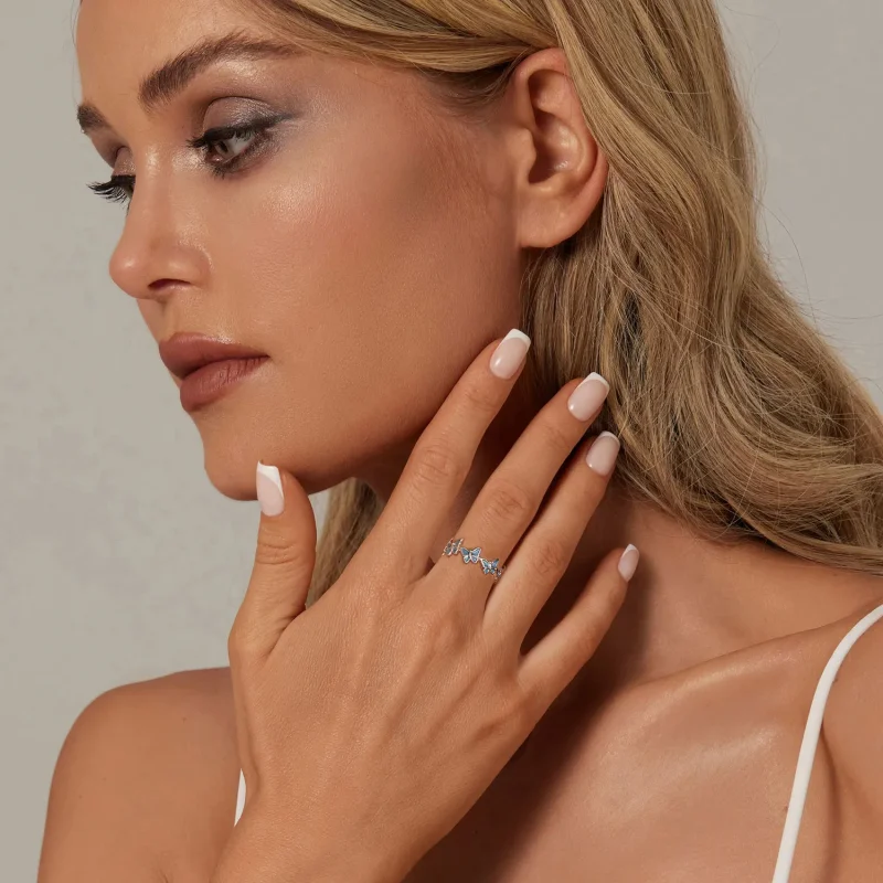 (image for) PANDORA Style Blue Butterfly Ring - BSR508 - View 4