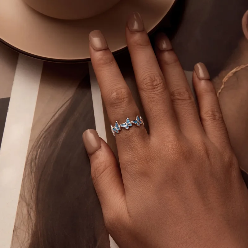 (image for) PANDORA Style Blue Butterfly Ring - BSR508 - View 5