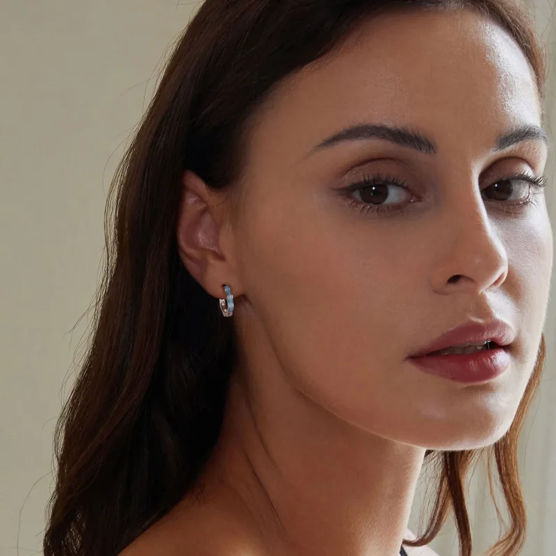 (image for) PANDORA Style Blue Flower Shaped Earrings - BSE955 - View 7