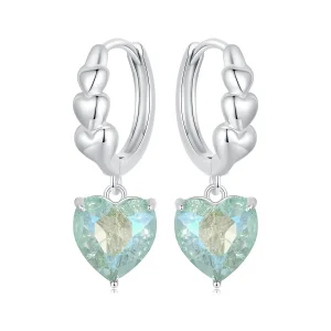 (image for) PANDORA Style Blue Green Ice Zirconia Heart Shape Earrings - SCE1706