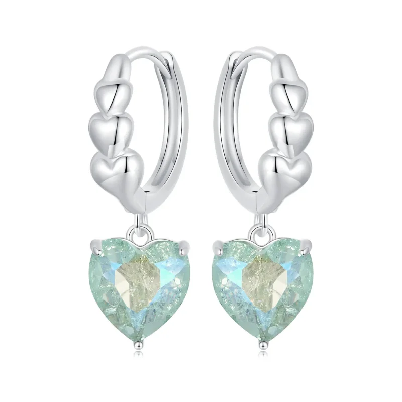(image for) PANDORA Style Blue Green Ice Zirconia Heart Shape Earrings - SCE1706 - Product Image