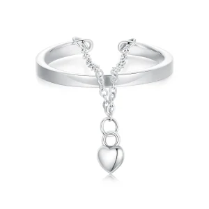 (image for) PANDORA Style Heart Shape Chain Double Layer Ring - SCR1004-E