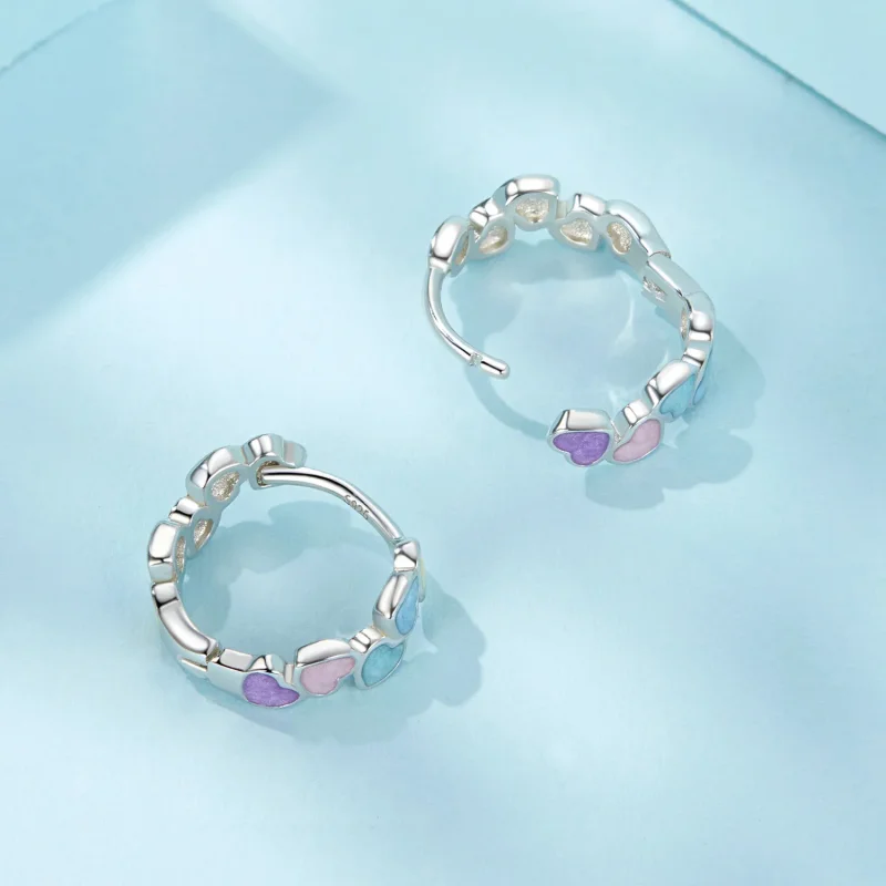 (image for) PANDORA Style Heart Shape Colorful Dopamine Earrings - SCE1694 - View 4