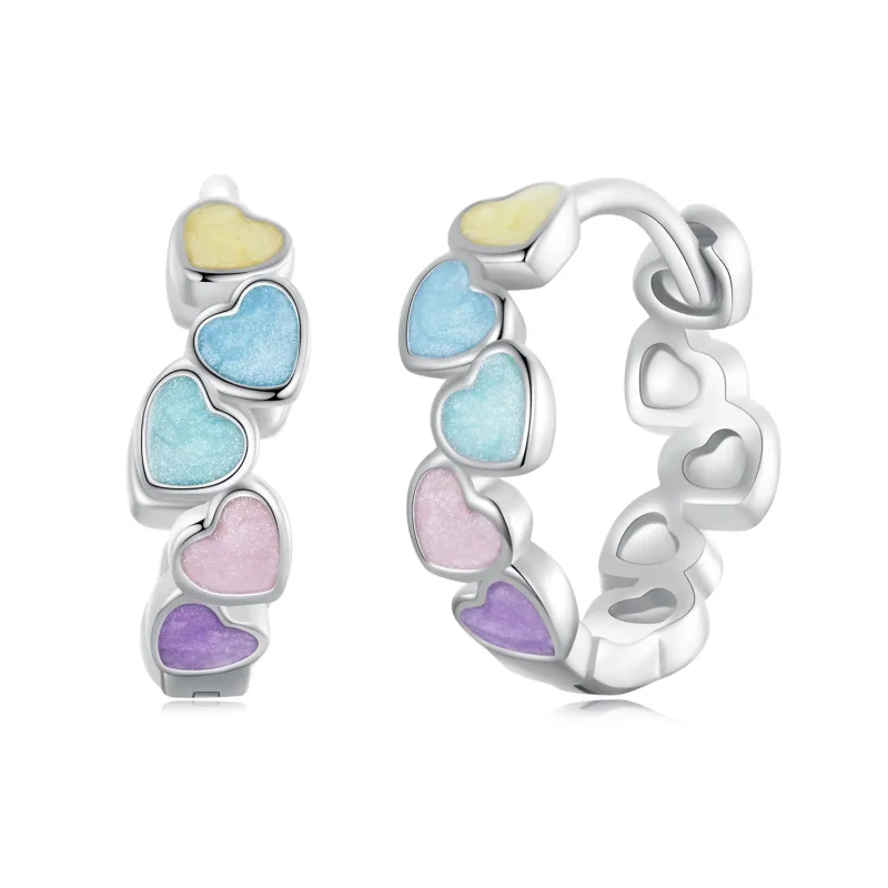 (image for) PANDORA Style Heart Shape Colorful Dopamine Earrings - SCE1694 - Product Image