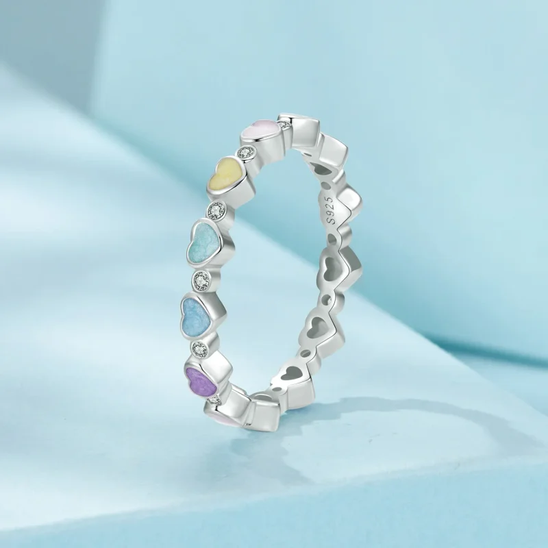 (image for) PANDORA Style Heart Shaped Colorful Dopamine Ring - SCR995 - View 2