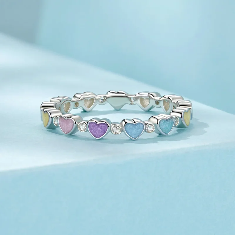 (image for) PANDORA Style Heart Shaped Colorful Dopamine Ring - SCR995 - View 3