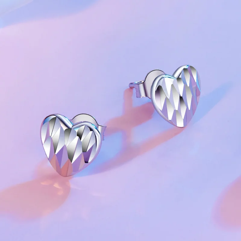(image for) PANDORA Style Heart Shaped Flower Earrings - SCE1703 - View 3