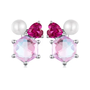 (image for) PANDORA Style Pink Sparkling Pearl Earrings - SCE1697