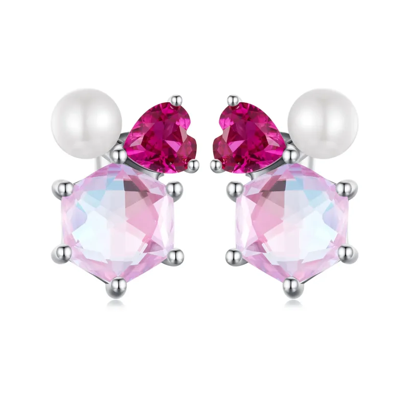 (image for) PANDORA Style Pink Sparkling Pearl Earrings - SCE1697 - Product Image