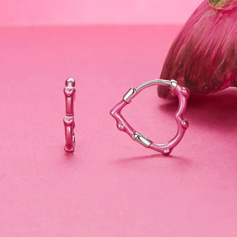 (image for) PANDORA Style Rose Heart-Shaped Earrings - SCE1698 - View 2