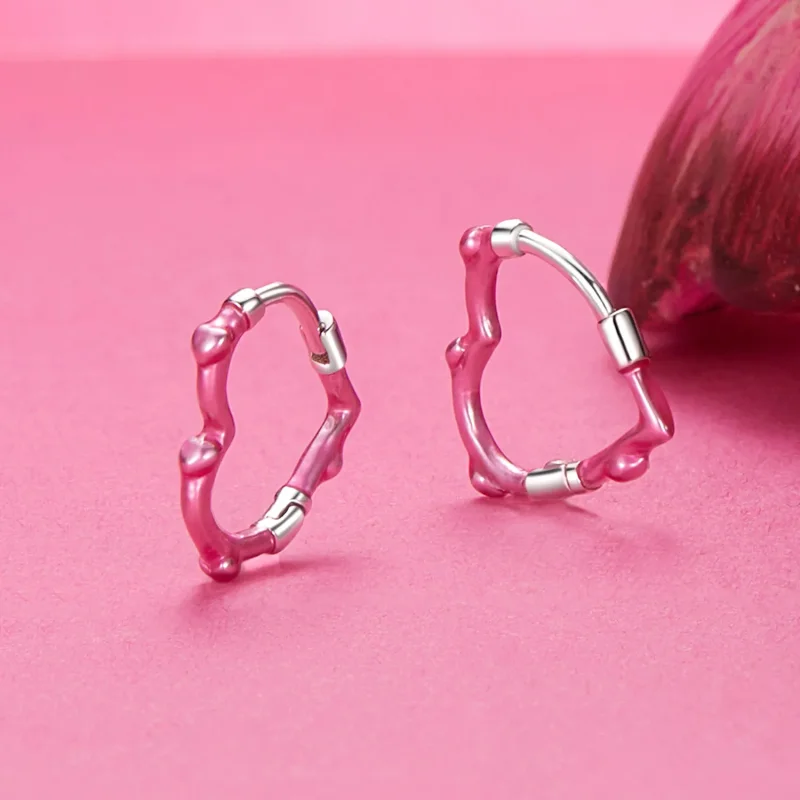 (image for) PANDORA Style Rose Heart-Shaped Earrings - SCE1698 - View 3