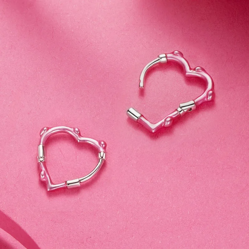 (image for) PANDORA Style Rose Heart-Shaped Earrings - SCE1698 - View 4