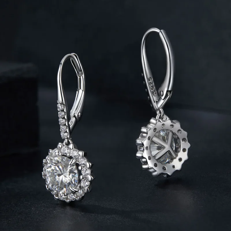(image for) PANDORA Style Sparkling 1Ct Moissanite Earrings (Two Certificates) - MSE046 - View 2