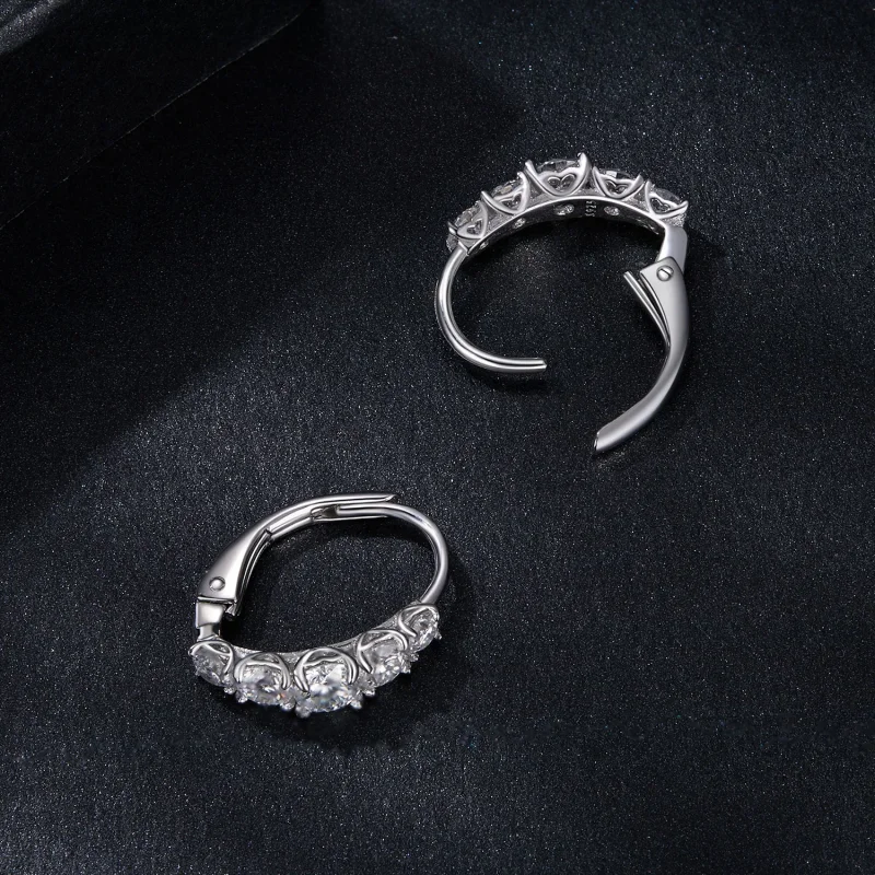 (image for) PANDORA Style Sparkling Moissanite Earrings (Two Certificates) - MSE045 - View 4