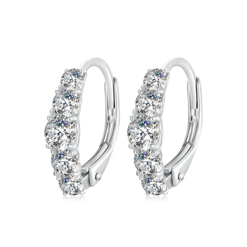 (image for) PANDORA Style Sparkling Moissanite Earrings (Two Certificates) - MSE045 - Product Image