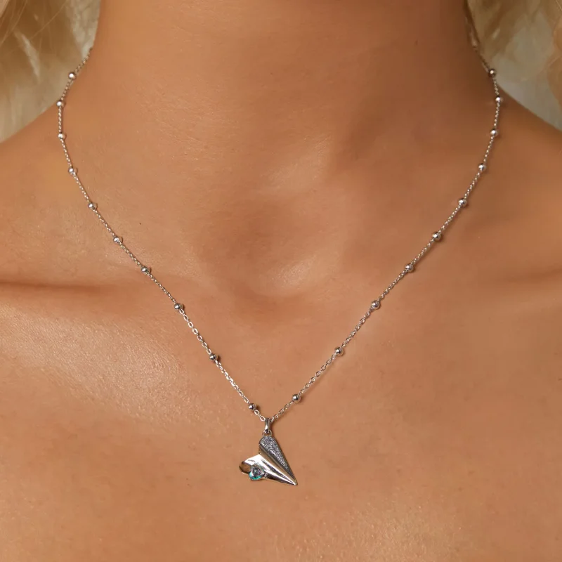 (image for) PANDORA Style Airplane Black Color Necklace - SCN516 - View 5