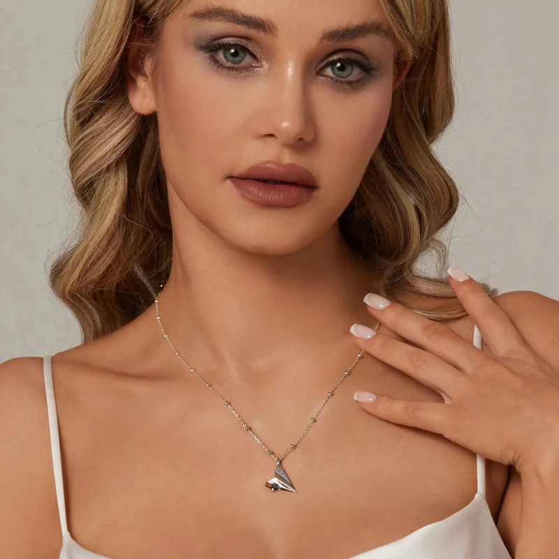 (image for) PANDORA Style Airplane Black Color Necklace - SCN516 - View 6