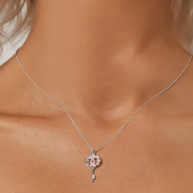 (image for) PANDORA Style Butterfly Vine Heart Key Necklace - SCN518 - View 5