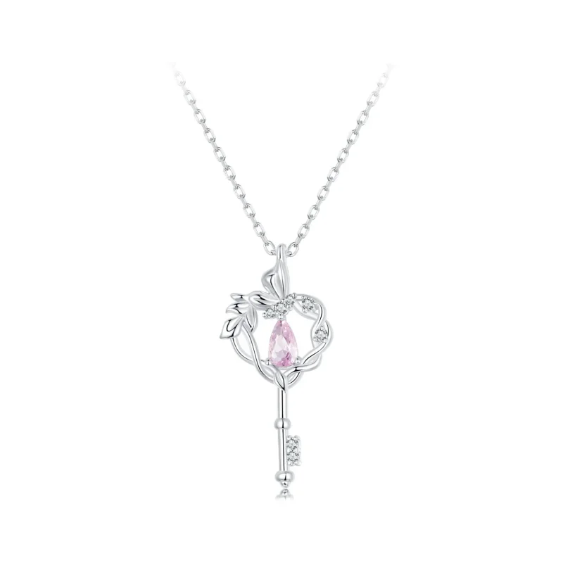 (image for) PANDORA Style Butterfly Vine Heart Key Necklace - SCN518 - Product Image