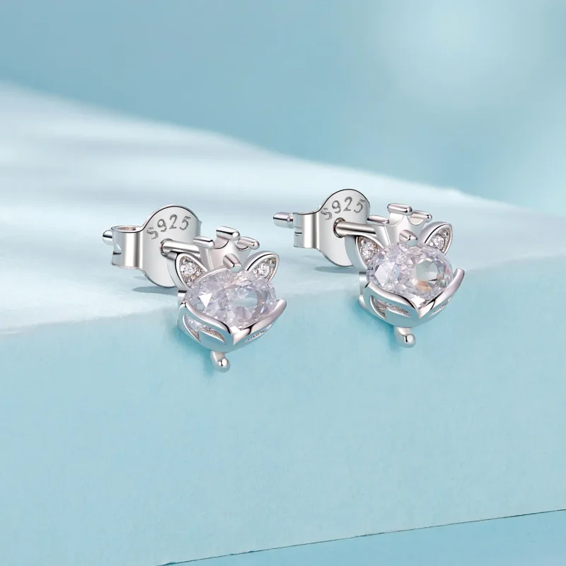 (image for) PANDORA Style Crown Fox Princess Earrings - SCE1708 - View 2