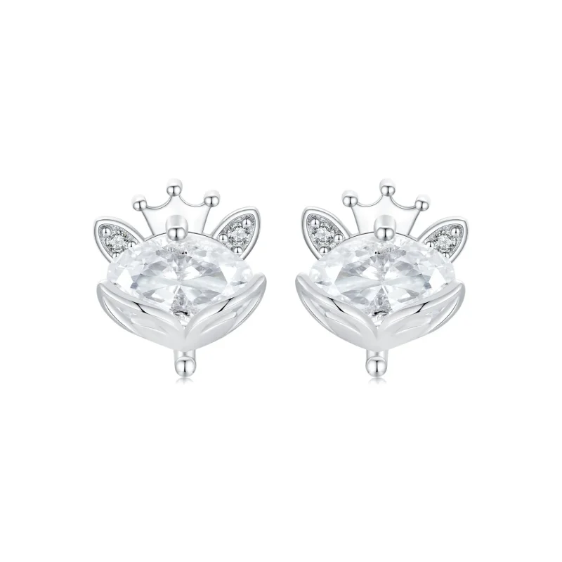 (image for) PANDORA Style Crown Fox Princess Earrings - SCE1708 - Product Image
