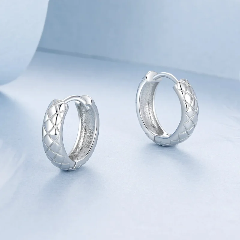 (image for) PANDORA Style Diamond Pattern Earrings - BSE983 - View 3