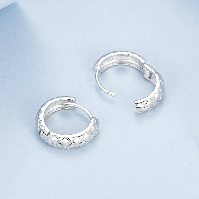 (image for) PANDORA Style Diamond Pattern Earrings - BSE983 - View 4