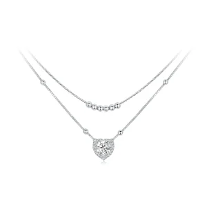 (image for) PANDORA Style Double Moissanite Necklace (One Certificate) - MSN033