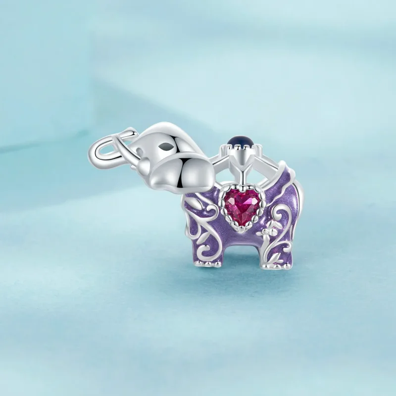 (image for) PANDORA Style Elephant Hollow Pattern Engraved Sterling Silver Beads - SCC2758 - View 2