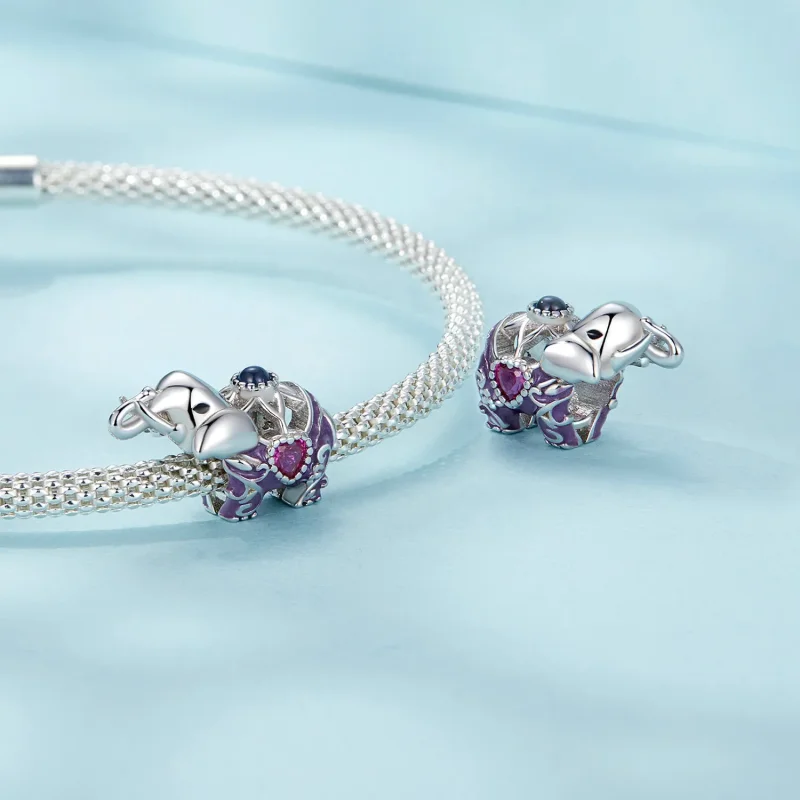 (image for) PANDORA Style Elephant Hollow Pattern Engraved Sterling Silver Beads - SCC2758 - View 4