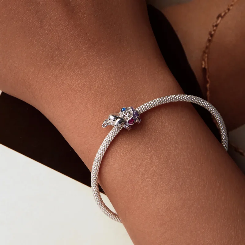 (image for) PANDORA Style Elephant Hollow Pattern Engraved Sterling Silver Beads - SCC2758 - View 7