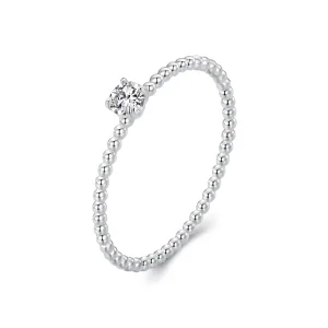 (image for) PANDORA Style Exquisite Bead Hoop Moissanite Stacking Ring (One Certificate) - MSR046