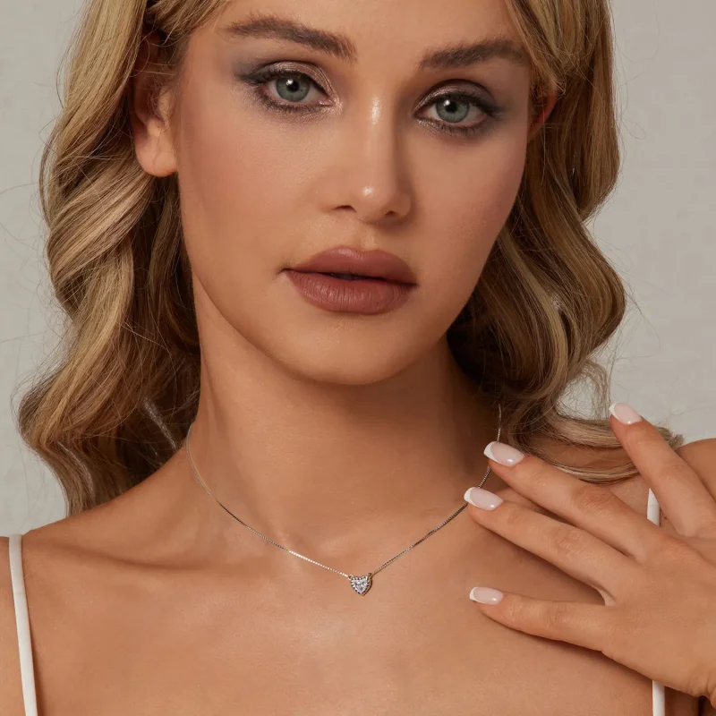 (image for) PANDORA Style Exquisite Heart-Shaped Moissanite Collarbone Necklace (One Certifi - View 6