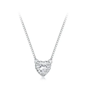 (image for) PANDORA Style Exquisite Heart-Shaped Moissanite Collarbone Necklace (One Certificate) - MSN032