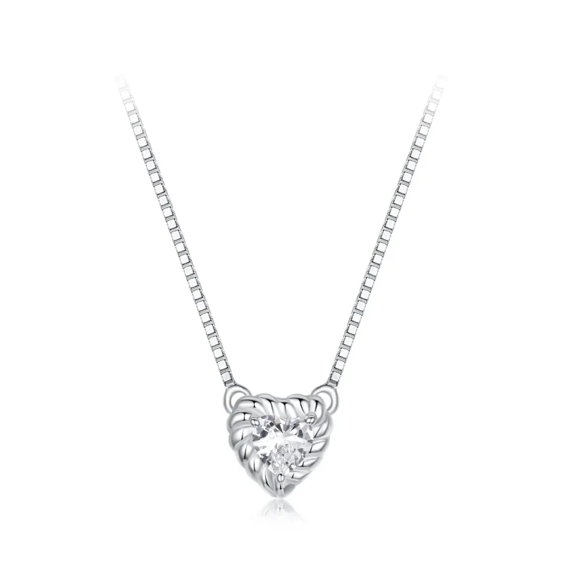 (image for) PANDORA Style Exquisite Heart-Shaped Moissanite Collarbone Necklace (One Certificate) - MSN032 - Product Image