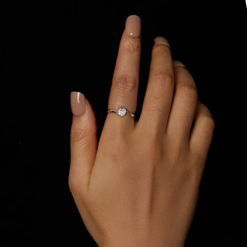 (image for) PANDORA Style Exquisite Love Moissanite Ring (One Certificate) - MSR047 - View 5