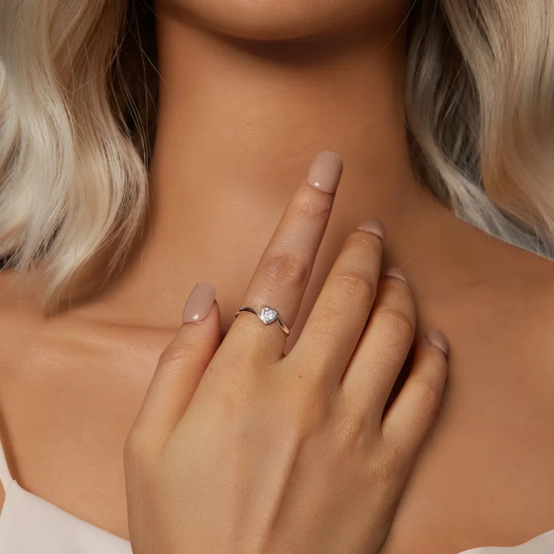 (image for) PANDORA Style Exquisite Love Moissanite Ring (One Certificate) - MSR047 - View 6